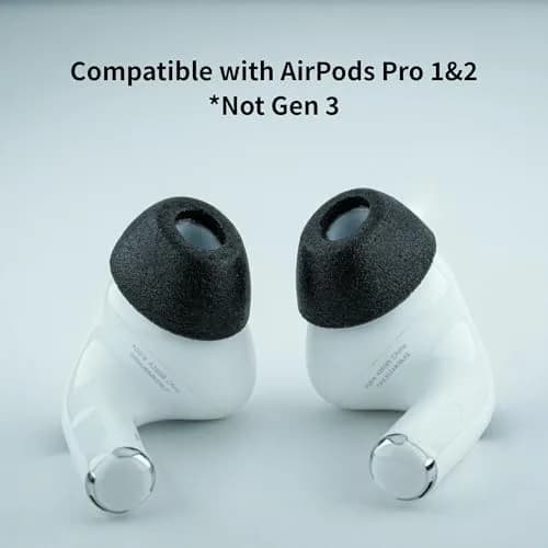 Comply Memory Foam Replacement Ear Tips for Apple AirPods Pro 1 & 2, Black (3 Pairs, Assorted S/M/L) thumbnail 2