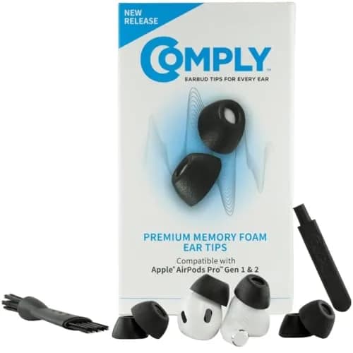 Comply Memory Foam Replacement Ear Tips for Apple AirPods Pro 1 & 2, Small, Black | Ultimate Comfort & Secure Fit thumbnail 1