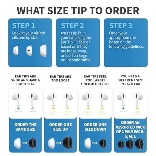 Comply Memory Foam Replacement Ear Tips for Apple AirPods Pro 1 & 2, Black, Medium (3 Pairs) | Ultimate Comfort & Secure Fit thumbnail 9