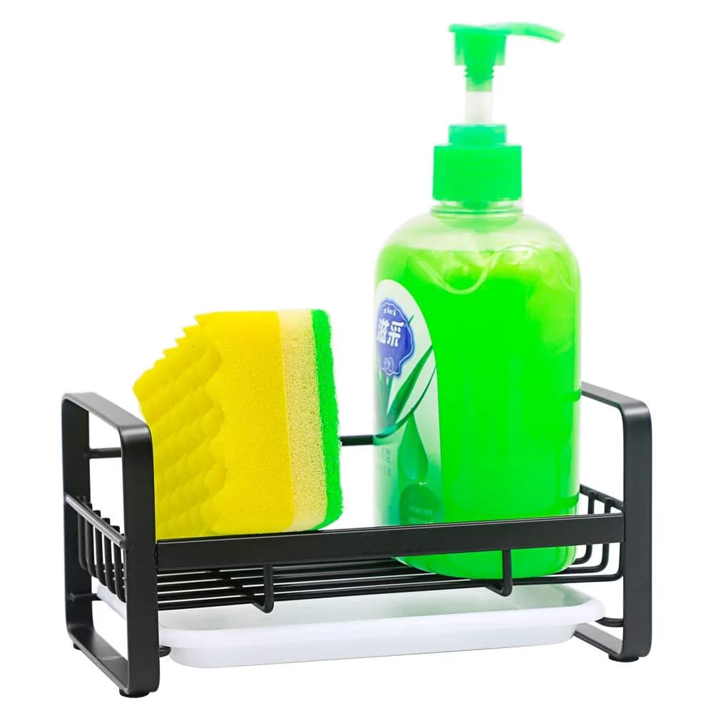 kaileyouxiangongsi Stainless Steel Sponge Holder with Drain Pan | Kitchen Sink Organizer (7.2 in x 4 in x 3.5 in) - main product image
