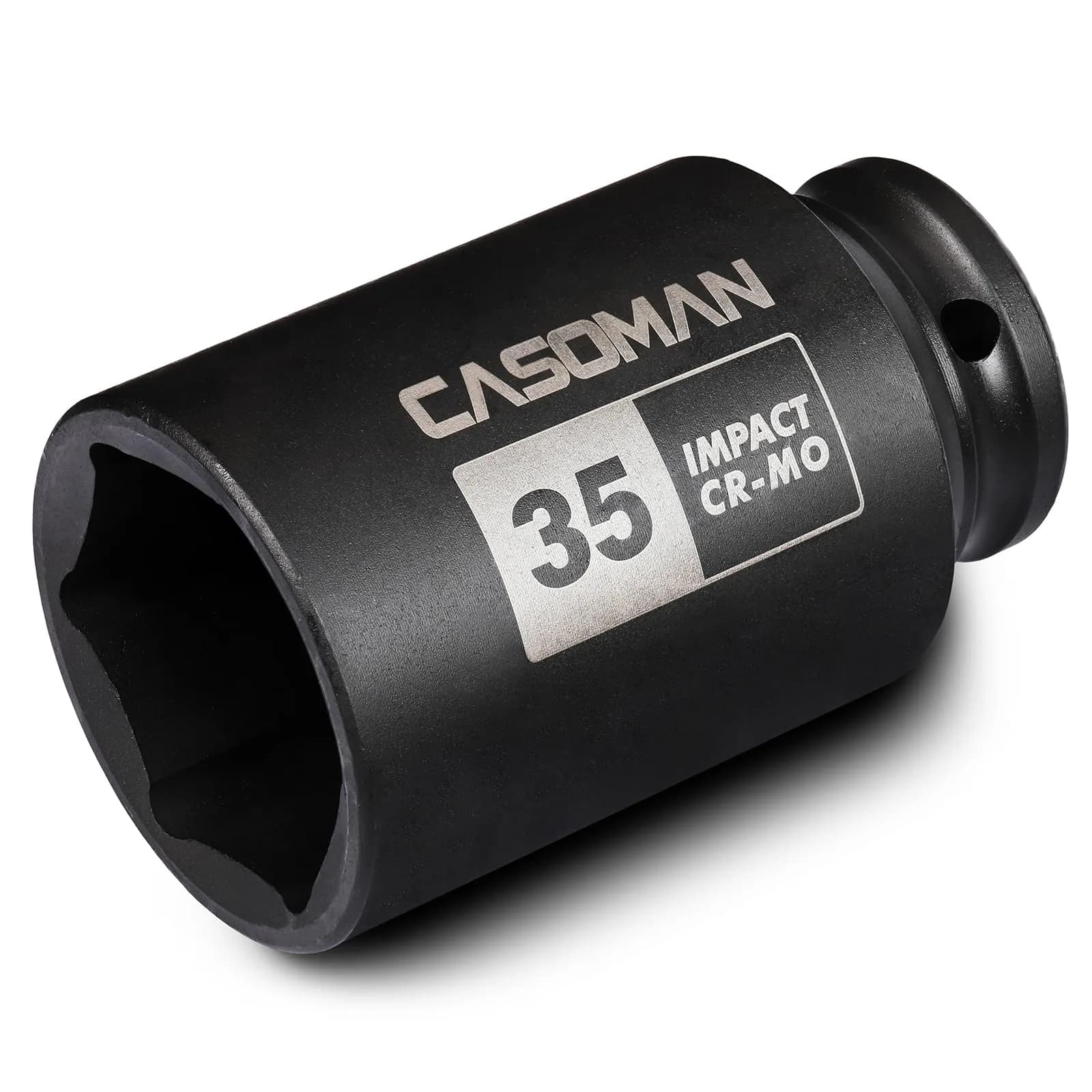 CASOMAN 1-1/2 Inch Drive Deep Impact Socket 38.1mm (1.5") | Heavy-Duty CR-MO 6-Point Axle Nut Removal Tool — 35 mm (Deep) / 6-Point Socket