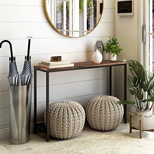 HOMERECOMMEND Console Table for Entryway Narrow Sofa Tables, Rustic Brown 105.5cm (41.54") | Sturdy Metal Frame & Wood Top thumbnail 4