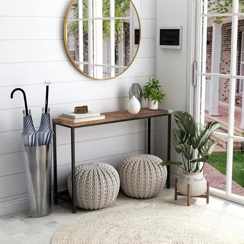 HOMERECOMMEND Console Table for Entryway Narrow Sofa Tables, Rustic Brown 105.5cm (41.54") | Sturdy Metal Frame & Wood Top thumbnail 7