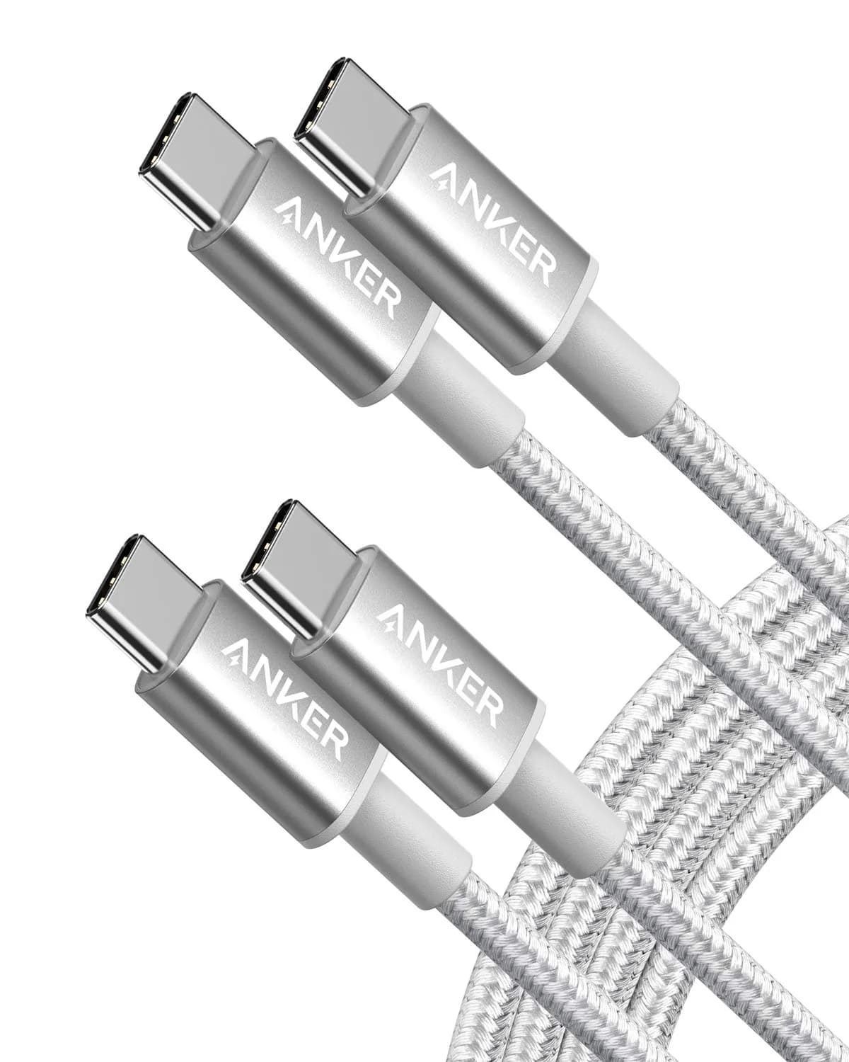 Anker USB C to USB C Cable, 60W Fast Charging Cable (2-Pack, 6 ft / 1.8m, Silver) | Supports 480 Mbps Data Transfer - main product image