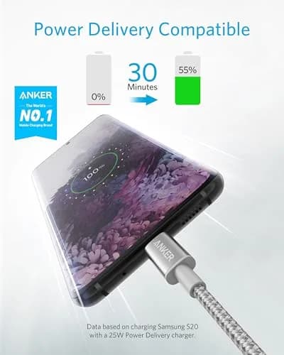 Anker USB C to USB C Cable, 60W Fast Charging Cable (2-Pack, 6 ft / 1.8m, Silver) | Supports 480 Mbps Data Transfer thumbnail 2