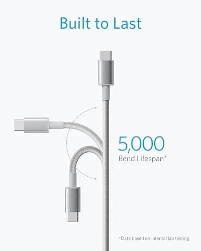 Anker USB C to USB C Cable, 60W Fast Charging Cable (2-Pack, 6 ft / 1.8m, Silver) | Supports 480 Mbps Data Transfer thumbnail 3