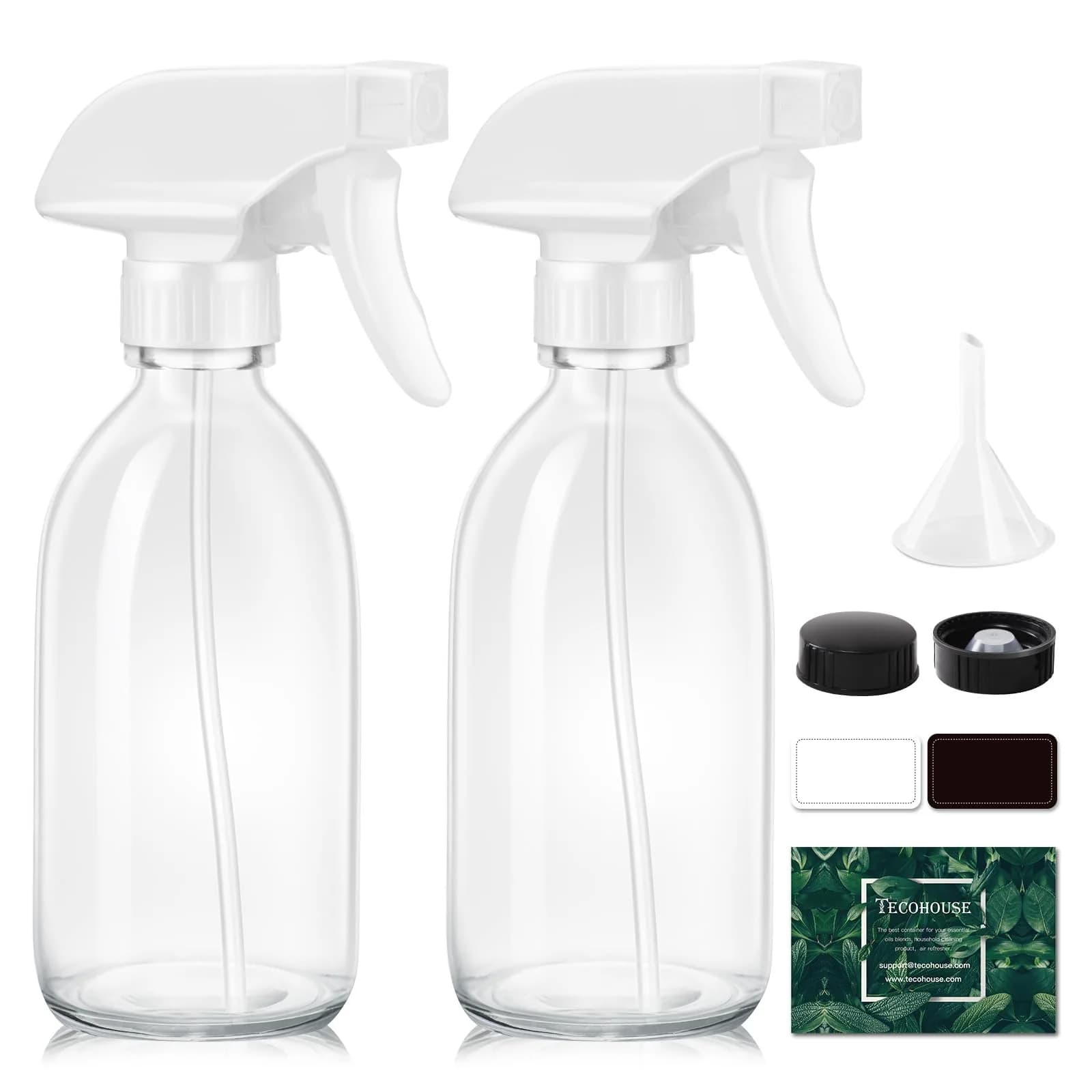 Tecohouse Glass Spray Bottles 8oz | Eco-Friendly Reusable Clear Glass Spray Bottles - main product image