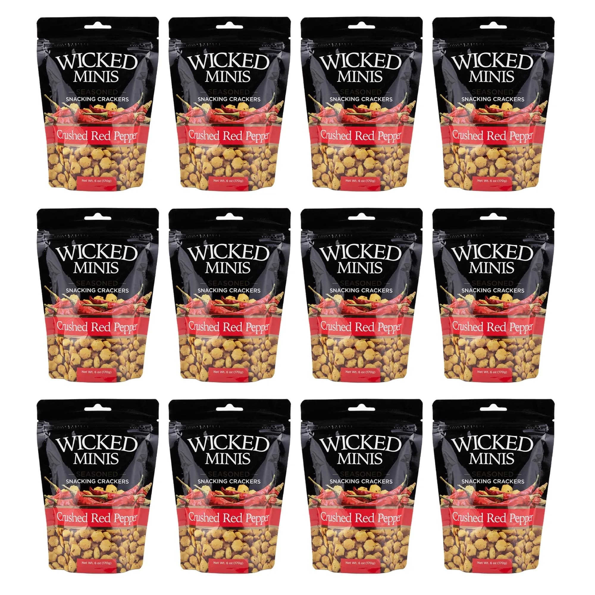 Wicked Mix Soup & Oyster Crackers 6oz | Salted Flavored Mini Puffed Snacks — Crushed Red Pepper / 6 Oz