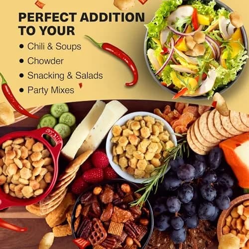 Wicked Mix Soup & Oyster Crackers - Saltine & Salted Flavored Mini Puffed Soup, Savory Snacking Mix, Seasoned Croutons Salad Toppers, Crackers for Chili 6oz (Crushed Red Pepper, Pack of 12) thumbnail 2