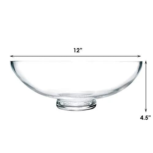 CYS EXCEL Glass Decorative Footed Bowl (D:12" H:4.5") | Crystal Clear, Hand-Blown, Versatile Centerpiece thumbnail 2