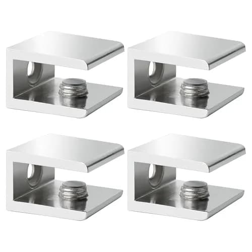 SAYAYO Glass Shelf Brackets Adjustable for 6-12 mm Wood/Glass Shelf | Durable Polished Chrome thumbnail 1