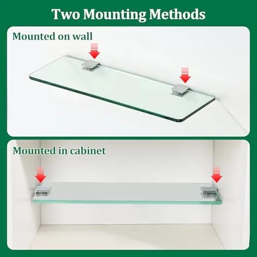 SAYAYO Glass Shelf Brackets Adjustable for 6-12 mm Wood/Glass Shelf | Durable Polished Chrome thumbnail 5