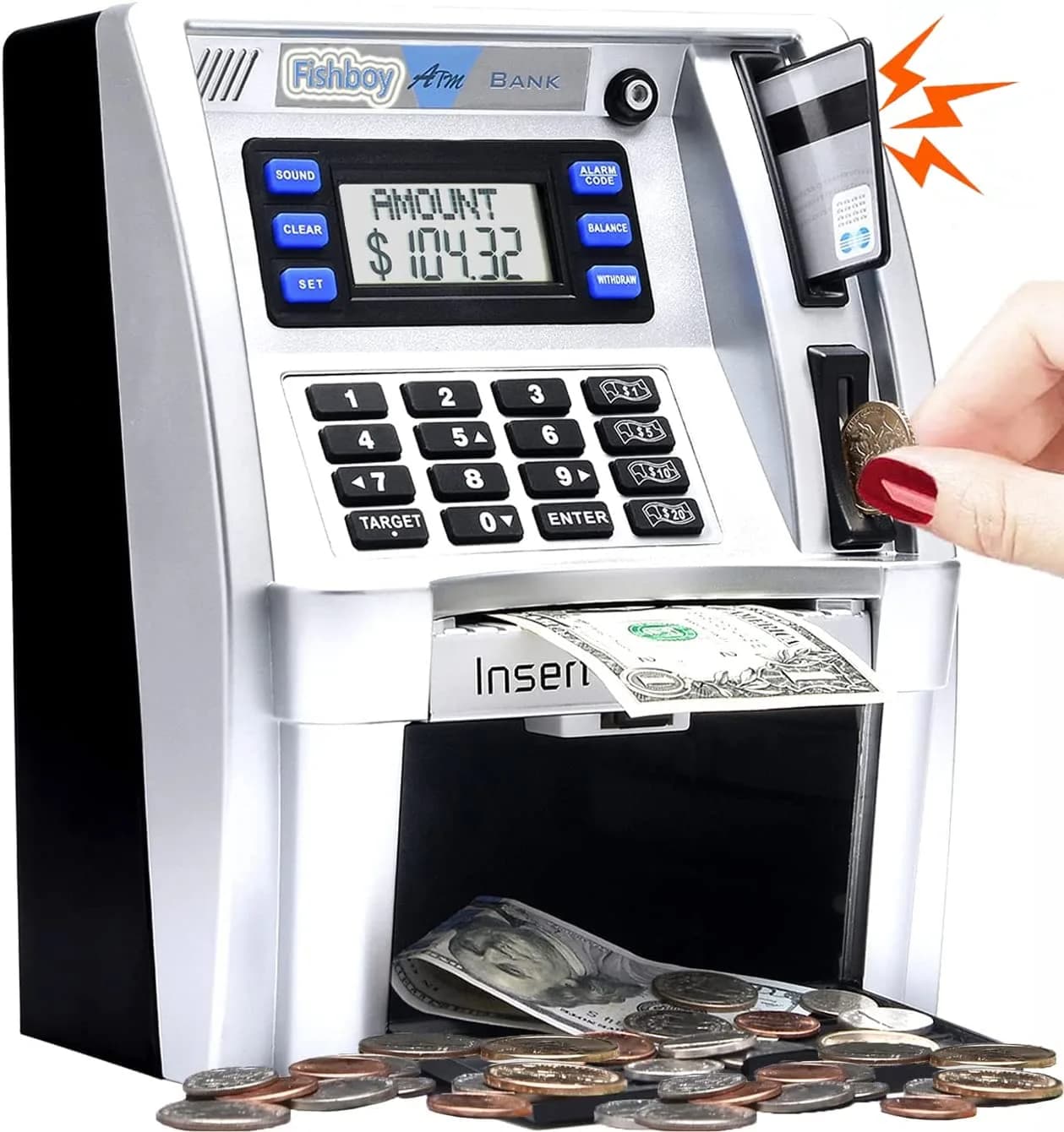 Fishboy ATM Piggy Bank for Kids with Power-Off Memory & Debit Card | Real Money Saving Toy - main product image