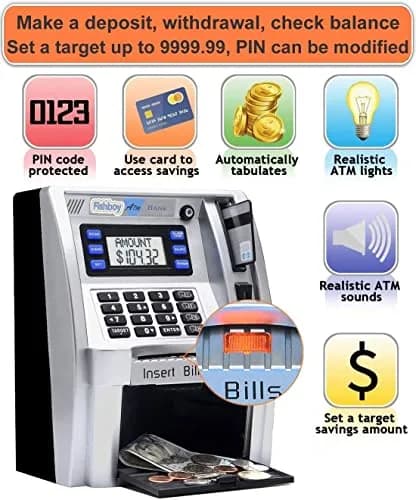 Fishboy ATM Piggy Bank for Kids with Power-Off Memory & Debit Card | Real Money Saving Toy thumbnail 2