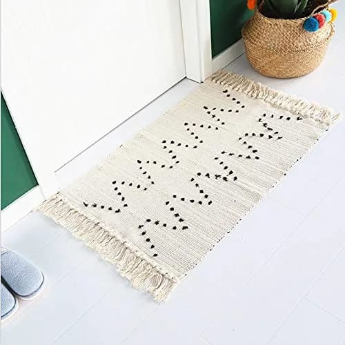 UKELER Hand Woven Rug, Boho 2'x3' | Washable Cotton Area Rug for Home thumbnail 1