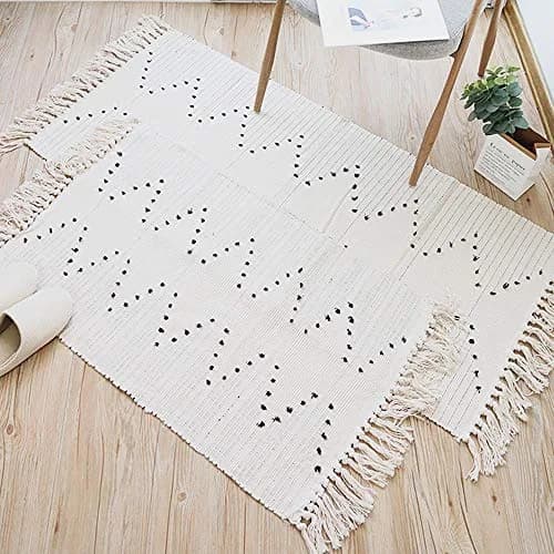 UKELER Hand Woven Rug, Boho 2'x3' | Washable Cotton Area Rug for Home thumbnail 2