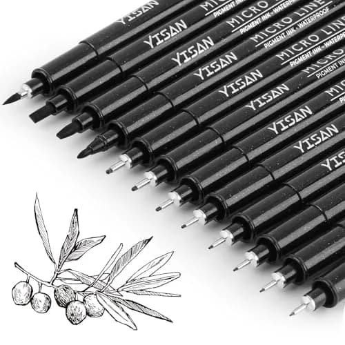 YISAN Micro Fineliner Pens, Fine Tip Manga Markers for Artist Sketch Technical, Black, 12 Set | Smooth Ink Flow thumbnail 1