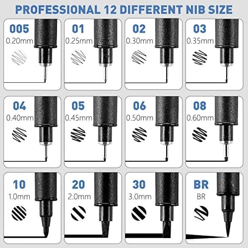 YISAN Micro Fineliner Pens, Fine Tip Manga Markers for Artist Sketch Technical, Black, 12 Set | Smooth Ink Flow thumbnail 2