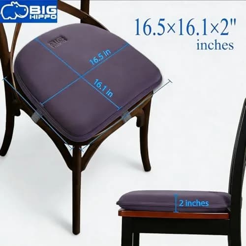 Big Hippo Memory Foam Chair Cushion 16.5in x 16.1in | Extra Thick Non-Slip Seat Pad for Home & Office thumbnail 3