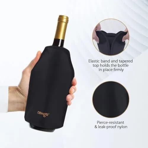 NEWGO Black Wine Cooler Sleeve for Standard Bottles | Keeps Wine Chilled Longer thumbnail 7