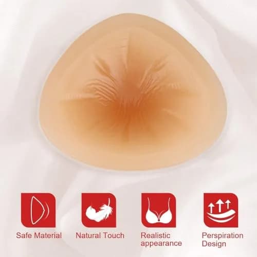 ONEFENG Triangle Silicone Breast Form Mastectomy Prosthesis Concave Bra Enhancer Inserts (1 Piece, 300g / 10.58 oz) thumbnail 2