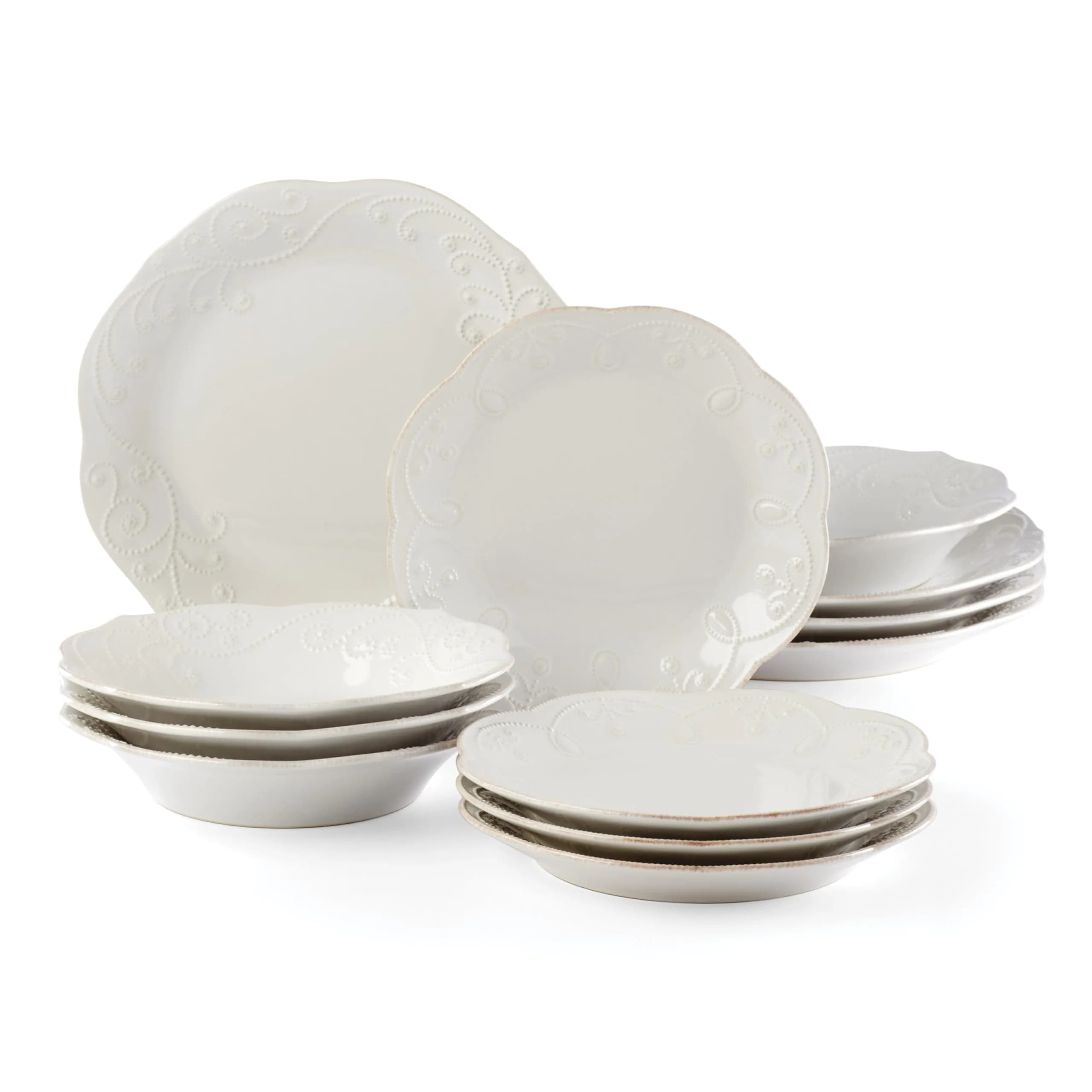 Lenox French Perle Dessert Plates, White, Set of 4 | 20.3 cm (8 Inch) Sweet Plates — White