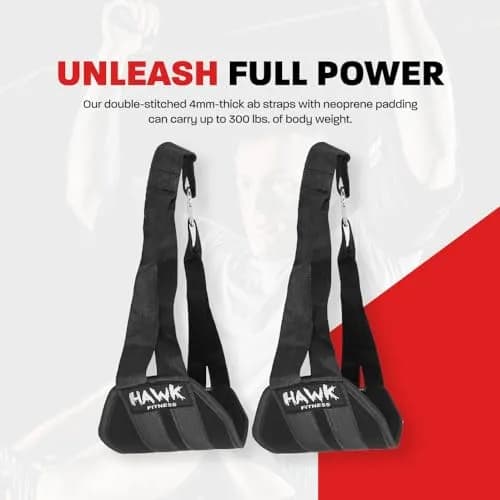 Hawk Sports Black Lifting Straps Gym Accessories with Steel Carabiners, 2-Pack (300 lbs Capacity) thumbnail 2