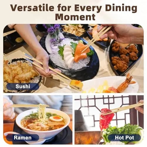 Antner 5 Pairs Bamboo Chopsticks Reusable Japanese Style Gift Sets 22.5 cm (8.8 Inch) thumbnail 6