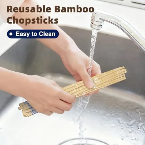 Antner 5 Pairs Bamboo Chopsticks Reusable Japanese Style Gift Sets 22.5 cm (8.8 Inch) thumbnail 8
