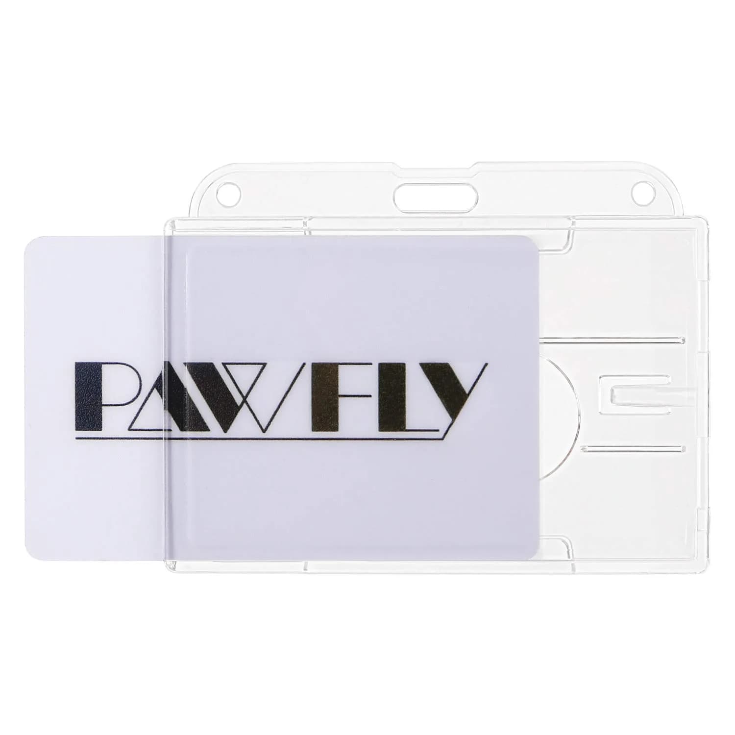 Pawfly Vertical 2-Card Badge Holder with Thumb Slot, Hard Transparent PC Case Protector 20 Pack | Heavy Duty & Crystal Clear — Horizontal