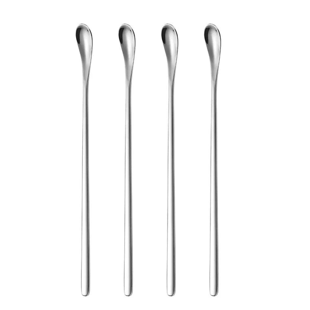 Delove Stainless Steel Coffee Stirring Spoon 7.6-Inch | Reusable Cocktail Swizzle Stick Set of 4 - main product image