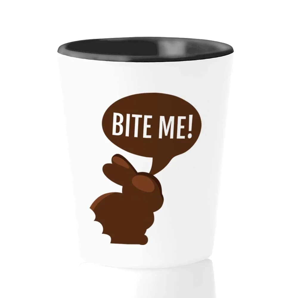 Bubble Hugs Easter Shot Glass - Bite Me - Funny Bunny Rabbit Holiday Spring Season Egg Hunt Celebration Gifts for Men Women Husband Wife Couple Wedding Marriage | 1.5oz