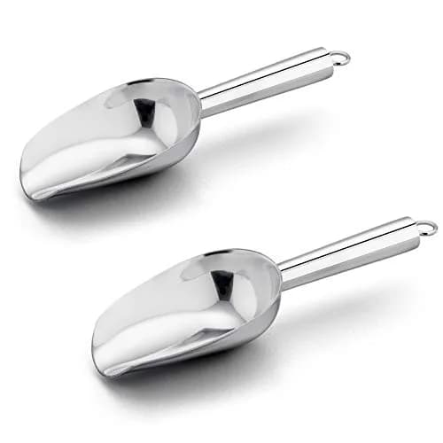 E-far Metal Ice Scoop Set of 2 | 8oz Stainless Steel Kitchen Scooper for Ice Maker thumbnail 1