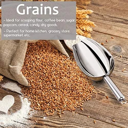 E-far Metal Ice Scoop Set of 2 | 8oz Stainless Steel Kitchen Scooper for Ice Maker thumbnail 5