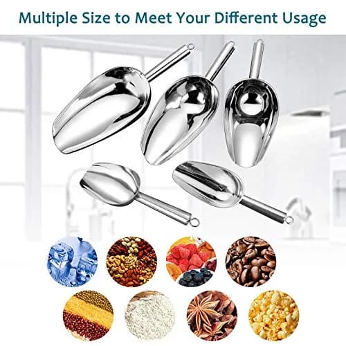 E-far Metal Ice Scoop Set of 2 | 8oz Stainless Steel Kitchen Scooper for Ice Maker thumbnail 7