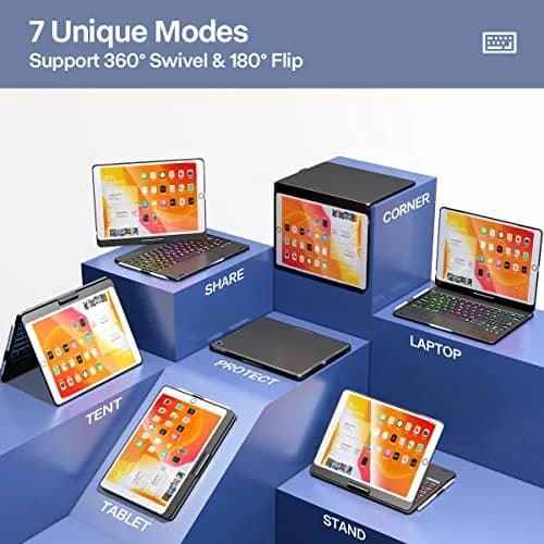 NOKBABO Black Keyboard Case for iPad 9th/8th/7th Gen 10.2" & iPad Air 3rd Gen/Pro 10.5" with Rotatable Touchpad & Backlight thumbnail 4