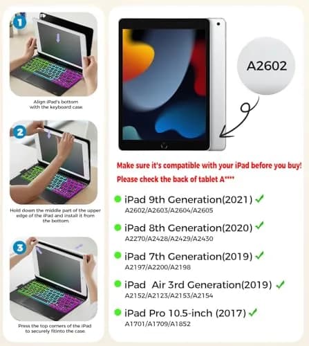 NOKBABO Black Keyboard Case for iPad 9th/8th/7th Gen 10.2" & iPad Air 3rd Gen/Pro 10.5" with Rotatable Touchpad & Backlight thumbnail 2