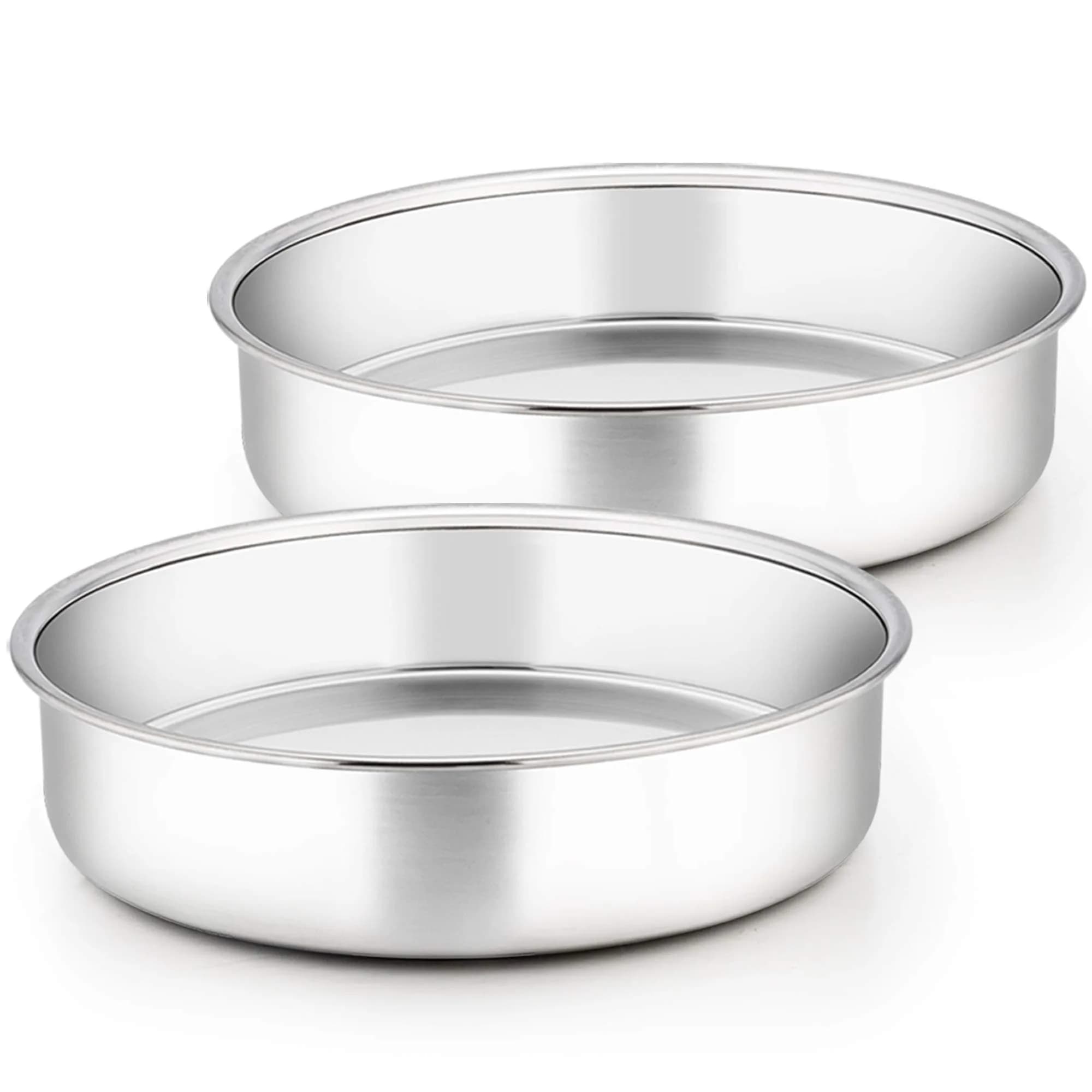 TeamFar 9.5 Inch Cake Pan Set of 2 | Heavy Duty Stainless Steel Round Baking Pans - main product image