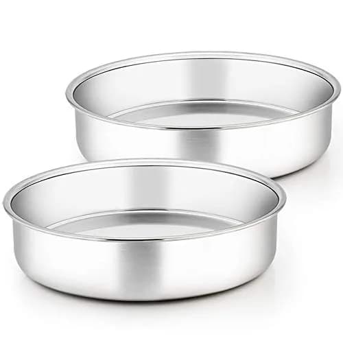 TeamFar 9.5 Inch Cake Pan Set of 2 | Heavy Duty Stainless Steel Round Baking Pans thumbnail 1