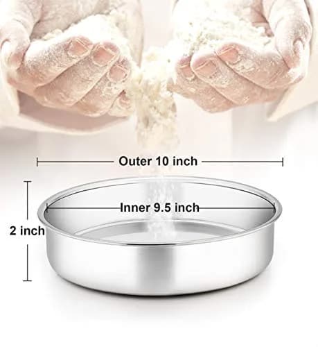 TeamFar 9.5 Inch Cake Pan Set of 2 | Heavy Duty Stainless Steel Round Baking Pans thumbnail 7