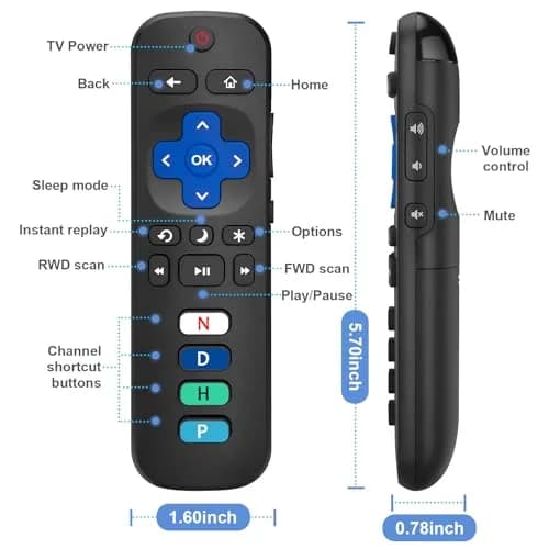 LOUTOC Replacement RC280 RC282 Remote Control for TCL Roku TVs | Infrared Universal Remote thumbnail 6