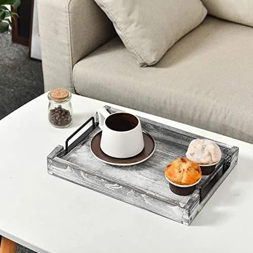VERGOODR Country Rustic Torched Wood Nesting Serving Trays with Handles, Set of 3 | 32cm (12.5") x 23cm (9") x 5cm (2") thumbnail 5