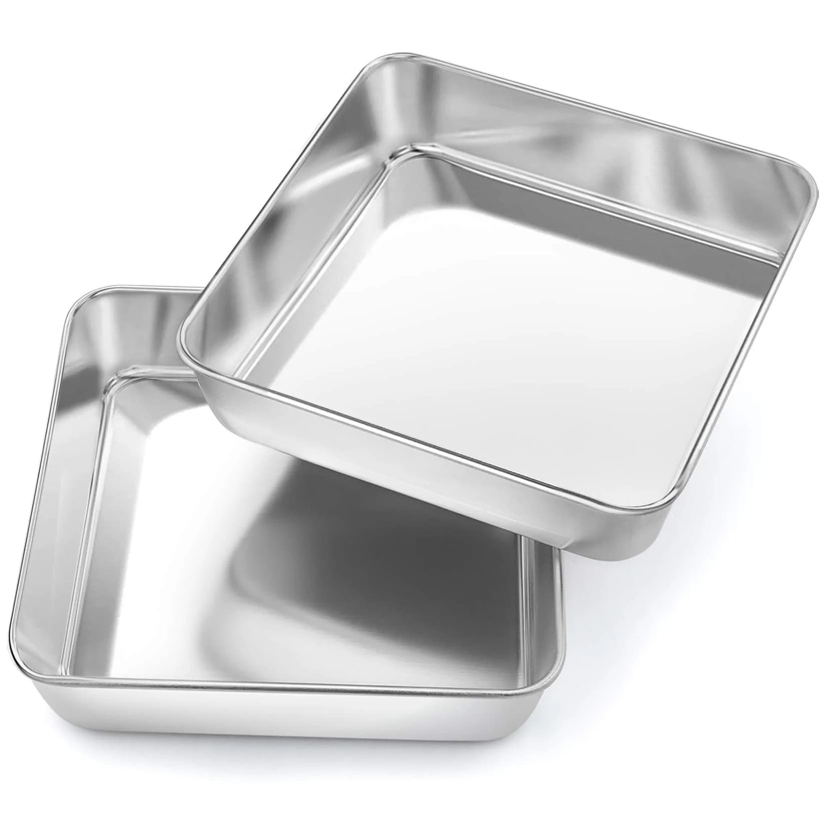 P&P CHEF Square Baking Pan 6x6 Inch (15.2x15.2 cm) | Heavy Duty Stainless Steel for Brownies & Cakes — 8 Inch
