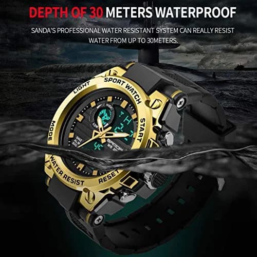 AIMES Men's Sport Watch 53mm (2.1 inch) | Dual Time Zone Military Watch with LED Alarm & Stopwatch thumbnail 4