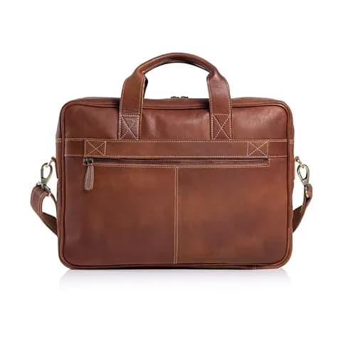 KomalC Leather Briefcase 16-inch Laptop Messenger Bag Satchel for Men and Women | Top Grain Buffalo Leather, YKK Zippers, Trolley Compatible thumbnail 5