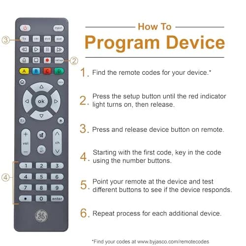 GE 4-Device Backlit Universal Remote Control | Samsung TV Compatible, Graphite, 1 Pack thumbnail 6