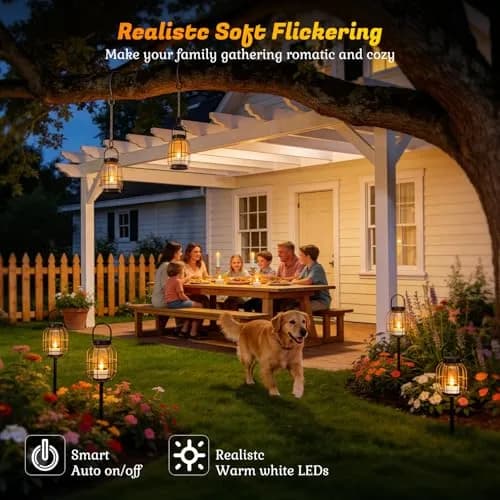 PChero Solar Tea Lights Outdoor, 6 Pack, IP65 Waterproof, Dusk to Dawn Flameless Flickering LED Candles, 2" Votive Size, Warm White Glow | 5.08cm (2") thumbnail 8