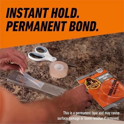 Gorilla Tough & Clear Double Sided Mounting Tape 1" x 150" (Pack of 12) | Weatherproof Clear Adhesive thumbnail 7