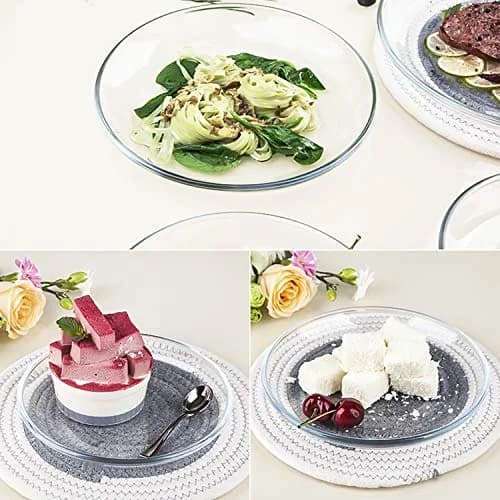 FOYO Glass Plate Set, 10 inch Round Tempered Dinner Plates, Set of 2 | Microwave & Dishwasher Safe thumbnail 7