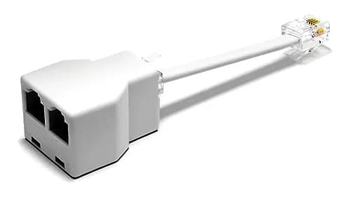 RetailAndBulk Phone Jack Splitter for Landline RJ11 6P4C | Dual Jack Adapter with 2.5 Inch Cable, Made in USA thumbnail 1